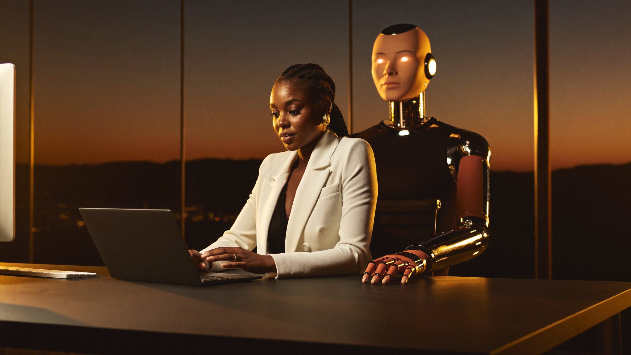 An entrepreneur working alongside her AI agent